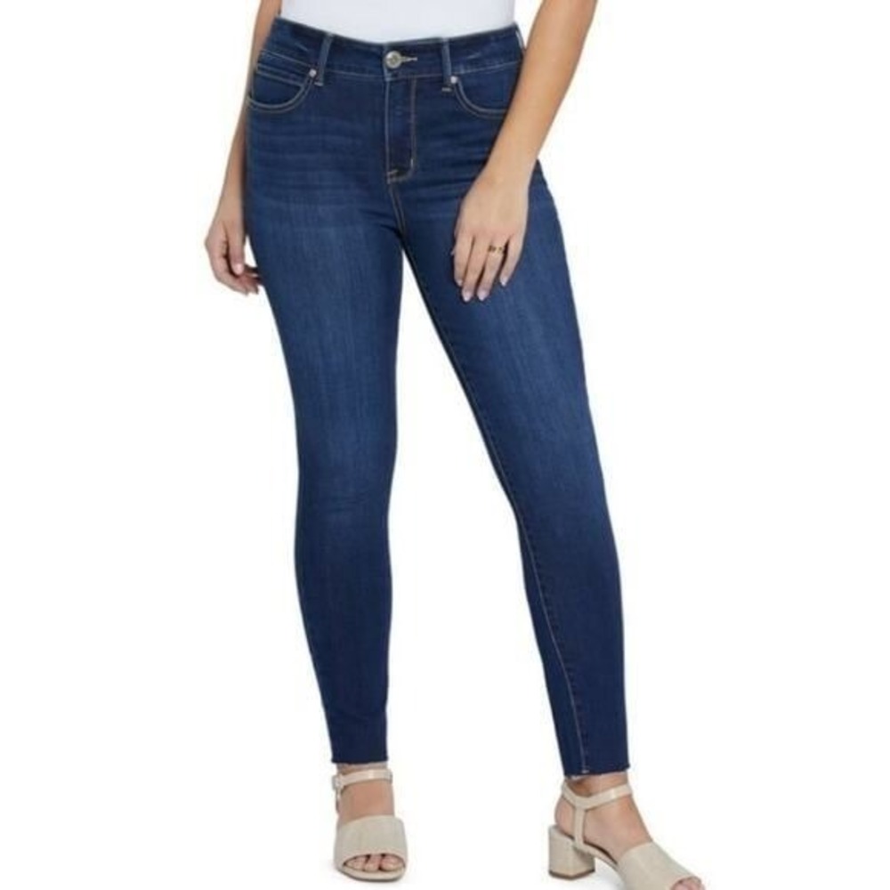 Seven7 Women Booty Shaper High Rise Legging Skinny‎ Jeans Dark Wash Raw Hem 20W